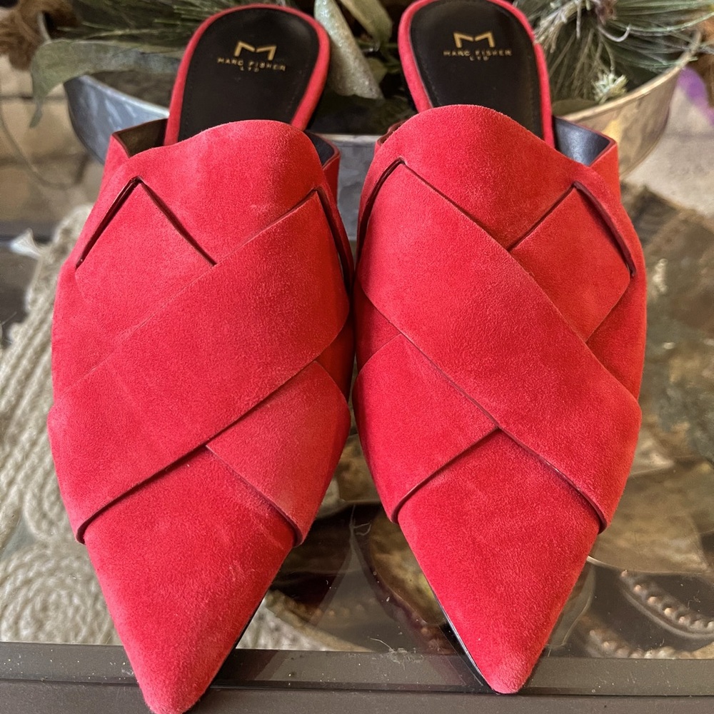 Red mule sandals